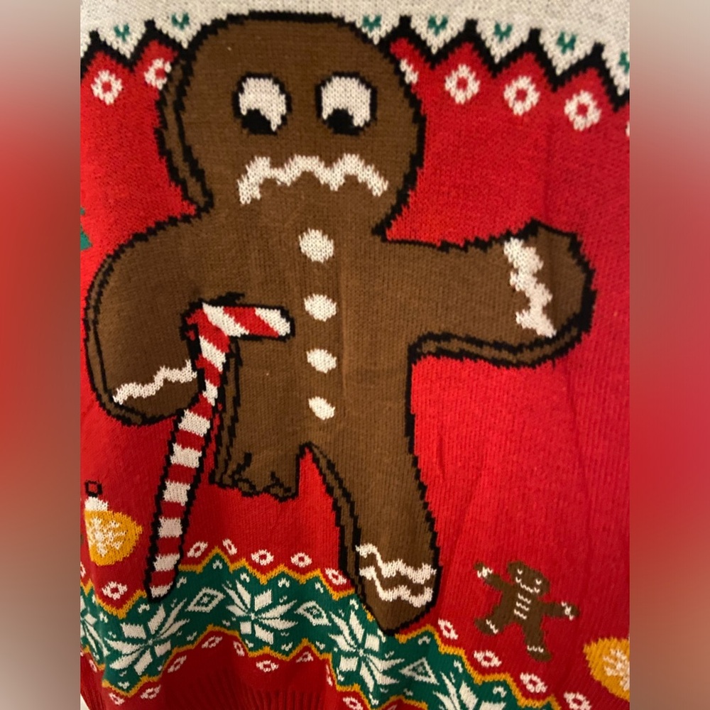 Ugly Christmas Sweater Gingerbread man Adult Holiday Sweater Size L NWOT